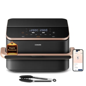 Cosori Dual Blaze Twinfry Chef Edition Doppelte 10-Liter-Heißluftfritteuse mit 2800 W, autonom, Dunkelgrau, Roségold