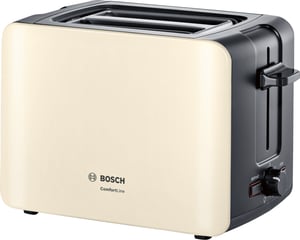Bosch TAT6A117 2-slice toaster, 1090 W, Black, Cream