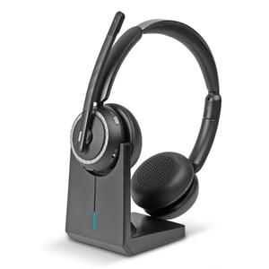 Lindy L118 Kopfhörer-Set, kabelgebunden, Kopfbügel, Büro/Callcenter, USB Typ C, Bluetooth, Ladestation, schwarz