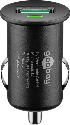 Goobay 45162 ładowarka do urządzeń przenośnych Power bank, Smartfon, Tablet Czarny Zapalniczka Szybkie ładowanie Automatyczna