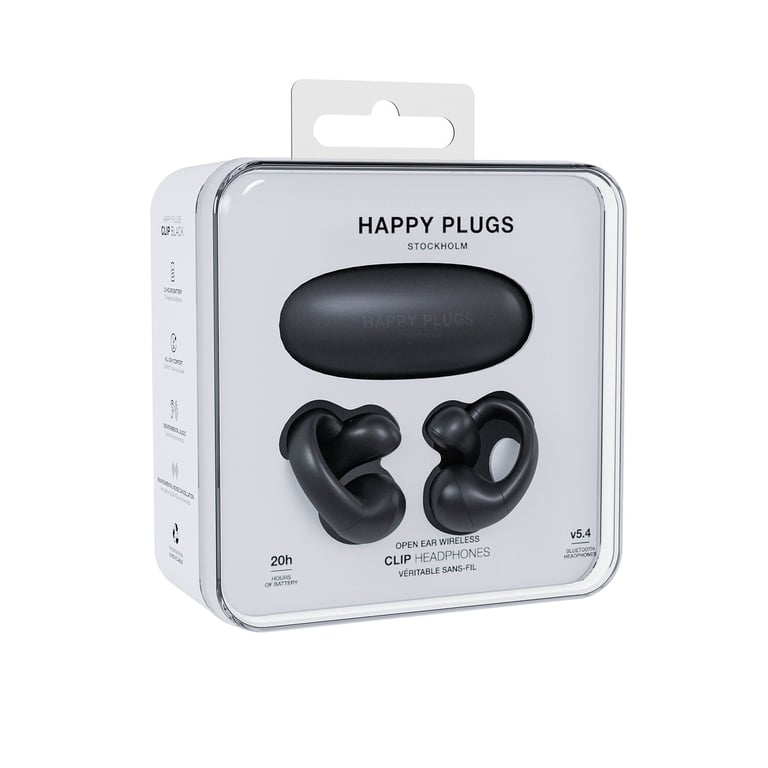 Happy Plugs Clip langattomat kuulokkeet, musta