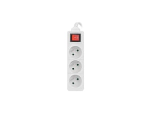 Lanberg PS1-03E-0150-W grenuttag 1,5 m, 3 x nätuttag, inomhus, vit