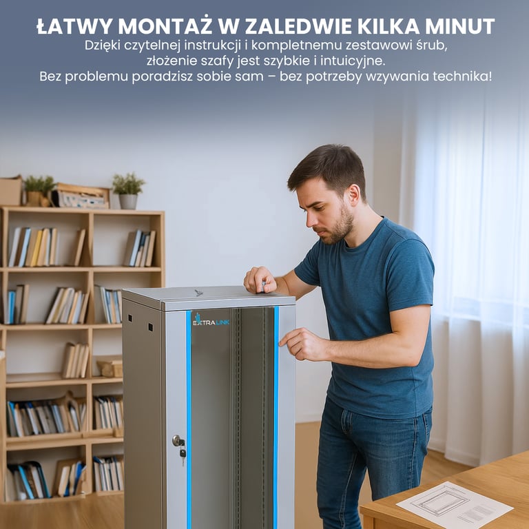 Extralink Szafa rack 18U 600x600 Szara montowana na ścianie