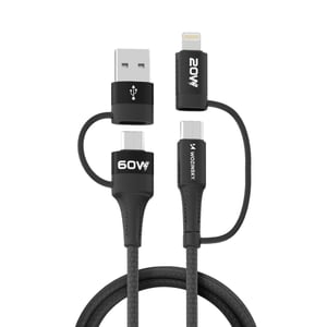 Wozinsky WNBAA kabel USB 1 m 2 x USB A USB C/Lightning Czarny