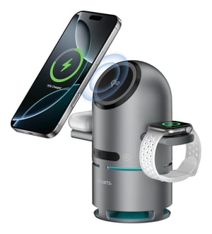4smarts 541602 ładowarka do urządzeń przenośnych Słuchawki, Zestaw słuchawkowy, Smartfon, Smartwatch Szary Prąd przemienny Bezprzewodowe ładowanie Wewnętrzna