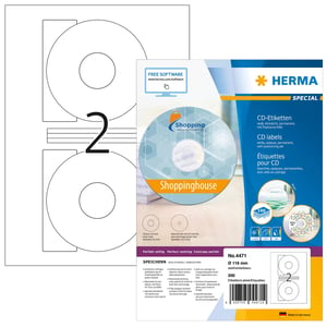 HERMA 4471 Self-Adhesive Labels, Round, Permanent, White, 200 pcs.