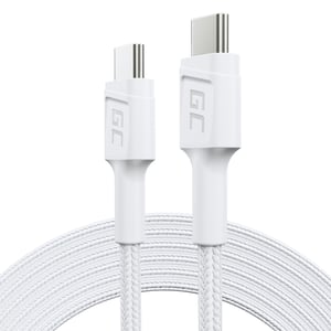 Green Cell Kabel Biały USB-C Typ C 2m PowerStream, Power Delivery 60W, Quick Charge 3.0