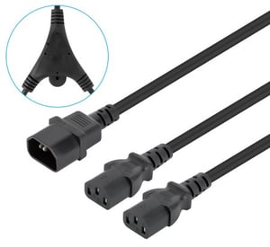 Manhattan 157469 Power Cable, Black, 1.8 m, C14 to 2 x C13