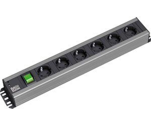 Bachmann 300.003 Stromverteilereinheit (PDU) mit 6 Netzanschlüssen, 2U, Schwarz, Grau