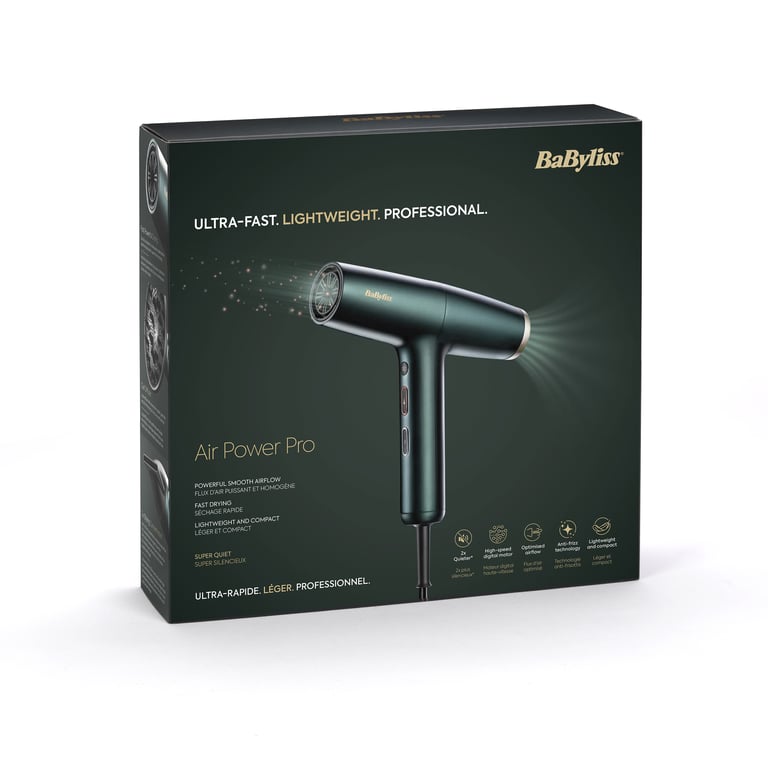BaByliss Air Power Pro suszarka do włosów 1700 W Złoto, Zielony