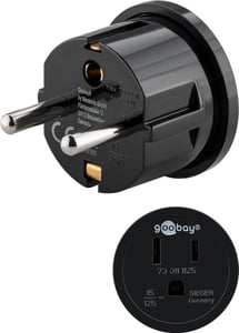 Goobay 45350 Power Plug Adapter, Type F to Type B, Black