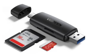 Ugreen CM304 USB 3.0-kortläsare, typ A/typ C, svart