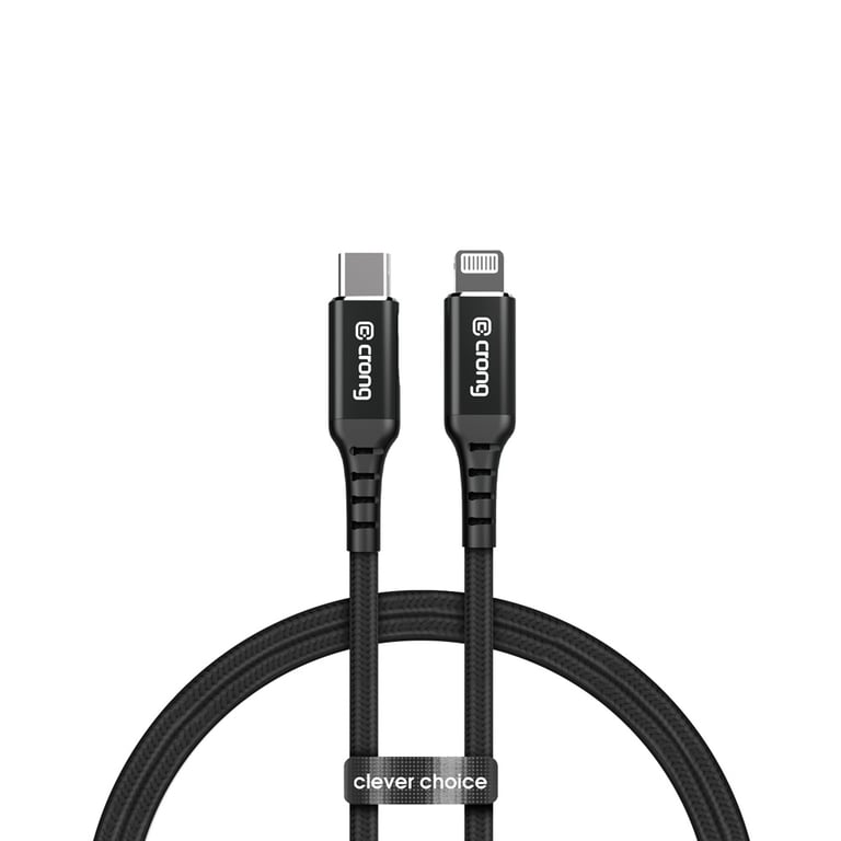 Crong CRG-AL15USCL-BLK kabel Lightning 1,5 m Aluminium, Czarny