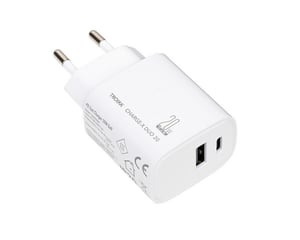 TROIKA CHA20/WH Portable Device Charger for Smartphones and Tablets, White, AC, Fast Charging, Internal