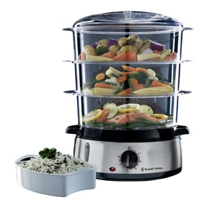Russell Hobbs 19270-56 Dampfkochtopf mit 3 Körben. Freistehend, 800 W, schwarz, Edelstahl