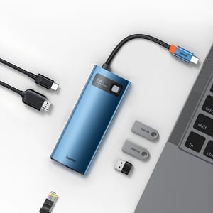 Baseus WKWG000003 Kabelgebundene USB-Typ-C-Dockingstation Blau, Grau