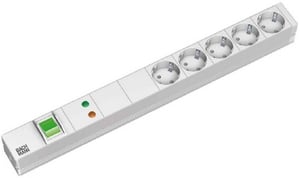 Bachmann 5x Schuko, 2 m grenuttag med 5 nätuttag, grå