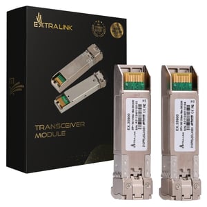 Extralink SFP+ 10G 2er-Pack | SFP+-Modul | 10 Gbit/s, LC/UPC, 1310 nm, 10 km, Singlemode, DOM (EX.35900) Netzwerk-Transceiver-Modul