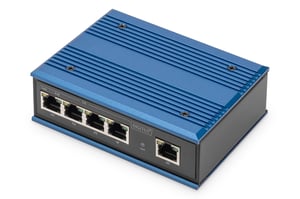 Digitus 4-portars gigabit PoE-nätverksswitch, industriell, icke-hanterbar, 1 RJ45-uplink