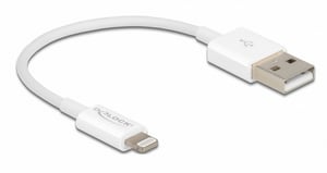 DeLOCK USB Data and Power Cable for iPhone, iPad, and iPod, White, 15 cm