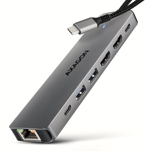 Axagon HMC-7HX2 stacja dokująca Przewodowa USB 3.2 Gen 1 (3.1 Gen 1) Type-C Szary