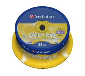 Verbatim DVD+RW Matt Silver 4.7 GB, 25-pack