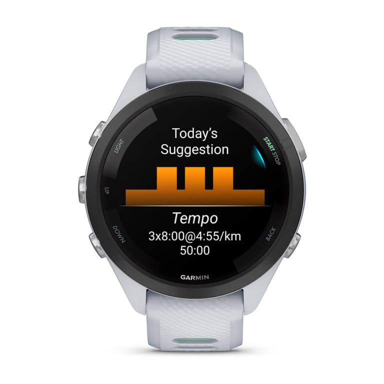 фото Смарт-годинник Garmin Forerunner 265S Black Bezel w. Whitestone Case and Whitestone/Neo Tropic S. Band (010-02810-04/14/54)