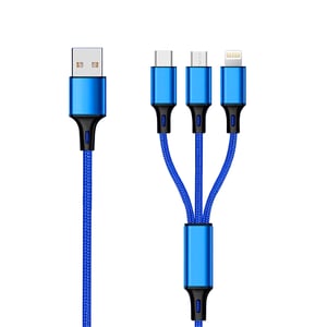 2GO 797151 kabel USB 1,5 m USB B USB C/Micro-USB B/Lightning Czarny, Niebieski