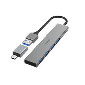 Hama 00200141 USB 3.2 Gen 1 (3.1 Gen 1) Type-A-Hubs und -Konzentratoren, 5000 Mbit/s, grau