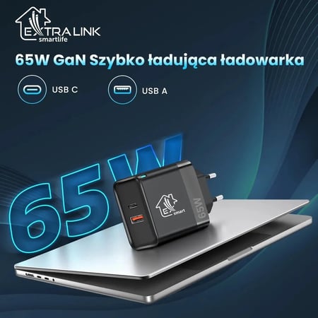 Extralink Smart Life 65W, USB-C + USB-A