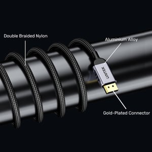 UNITEK C1626GY01-3M kabel DisplayPort Czarny, Szary