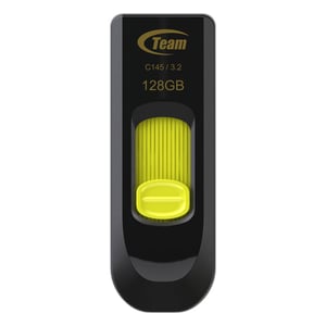 Team Group C145 128 GB USB Flash Drive, USB Type-A 3.2 Gen 1 (3.1 Gen 1), Black, Yellow