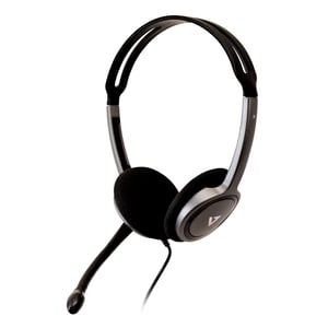 V7 HA212-2EP hörlurar/headset Sladdanslutet Huvudband Samtal/musik Svart, Silver