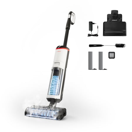 Polti RollySteam WD30C Odkurzacz pionowy 3 w 1 Bateria Suchy i Mokry HEPA Bez worka 0,8 l 450 W Czarny, Szary, Biały 4 Ah