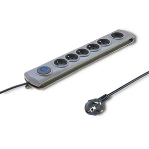 Qoltec 50166 ochrona przeciwprzepięciowa Szary 6 x gniazdo sieciowe 230 V 3 m