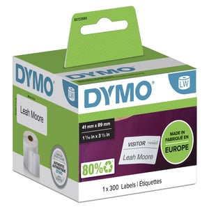 DYMO LW kleine Etiketten für Ausweise | 41 mm x 89 mm | Rolle mit 300 leicht ablösbaren Etiketten | selbstklebend | für LabelWriter-Etikettendrucker | Original