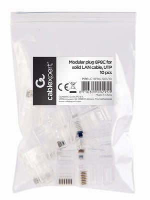 Gembird LC-8P8C-001/10 RJ-45-kontakt, genomskinlig