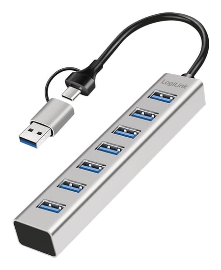 LogiLink UA0441 huby i koncentratory USB 3.2 Gen 1 (3.1 Gen 1) Type-A + Type-C 5000 Mbit/s Szary