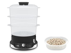 Tefal Ultracompact VC2048 3-Basket Steam Pressure Cooker. Freestanding, 800 W, Black