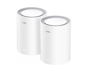 Cudy M3000 2er-Pack Mesh-System, Dualband-WLAN (2,4 GHz/5 GHz), Wi-Fi 6 (802.11ax), Grau, Weiß, 1 für den Innenbereich