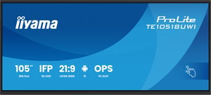 iiyama TE10518UWI-B1AG signage display Kiosk 2,66 m (104.6") LED Wi-Fi 450 cd/m² 5K Ultra HD Black Touchscreen Built-in Processor Android 16/7