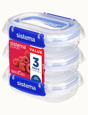 Sistema 881523 matförvaringsbehållare, rektangulär, 0,18 l, genomskinlig, 3 st.