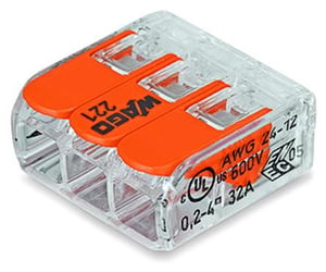 Wago 221-413 anslutningsblock 1P Orange, Transparent