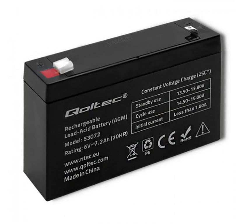 Qoltec 53072 akumulator Ołowiany (VRLA) 6 V 7,2 Ah
