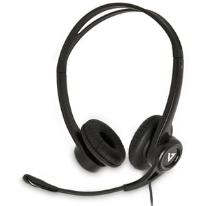 V7 HU311-2EP hörlurar/headset Sladdanslutet Huvudband Kontor/callcenter USB typ A Svart