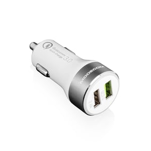 Modecom MC-QCU2-07 GPS, Power bank, Smartfon, Smartwatch, Tablet Srebrny, Biały Zapalniczka Szybkie ładowanie Automatyczna