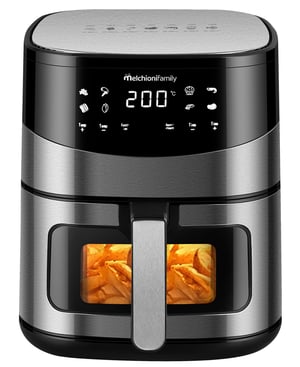 Melchioni ARIANNA 6,5 l Einzelgerät, autonom, 2000 W Heißluftfritteuse, schwarz, Edelstahl