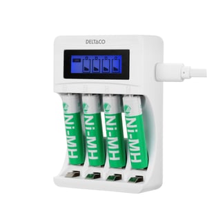 Deltaco C704A4-4xAAA ładowarka akumulatorów Akumulator do domowego użytku USB