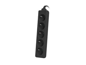 Lanberg PS0-05E-0300-BK grenuttag 3 m 5 x nätuttag, för inomhusbruk, svart