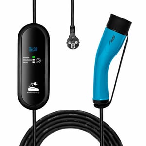 Akyga AK-EC-19 laddningskabel för elfordon, svart, typ 2, Schuko, 1,5 m